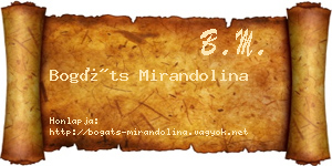 Bogáts Mirandolina névjegykártya
